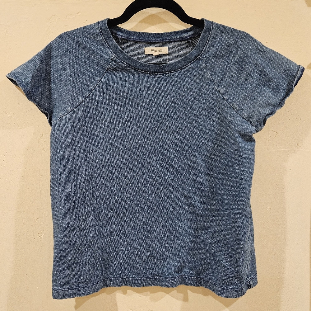 Madewell Blue Short-Sleeve Waffle Knit Top